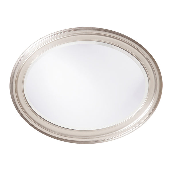 Homeroots 33" Silver Oval Framed Accent Mirror  Wood 384181