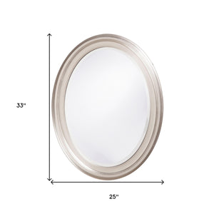 Homeroots 33" Silver Oval Framed Accent Mirror  Wood 384181