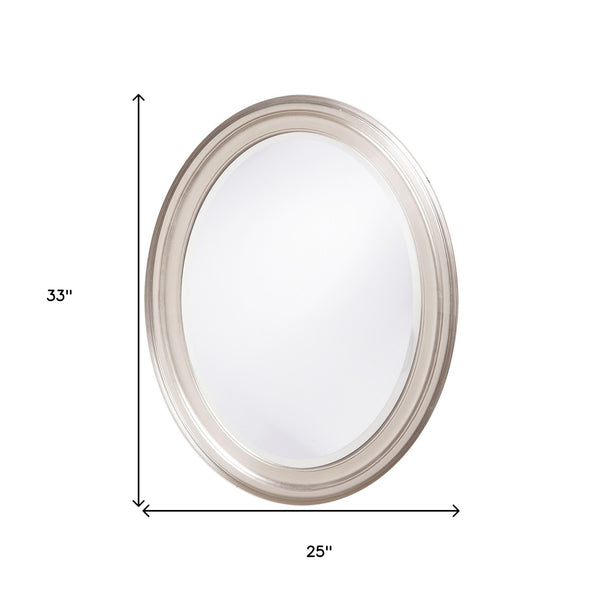 Homeroots 33" Silver Oval Framed Accent Mirror  Wood 384181