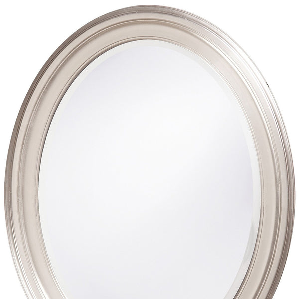 Homeroots 33" Silver Oval Framed Accent Mirror  Wood 384181