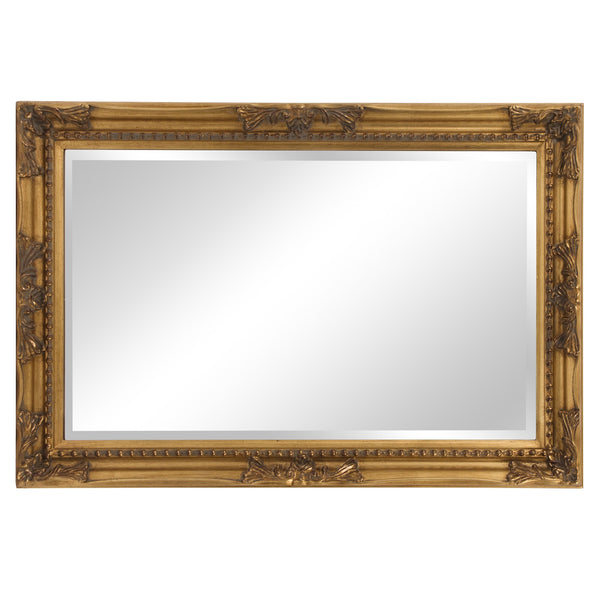 Homeroots Rectangular Antiqued Gold Wood Frame Mirror  Wood 384182