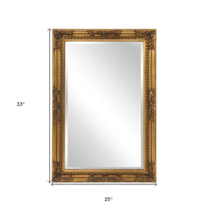 Homeroots Rectangular Antiqued Gold Wood Frame Mirror  Wood 384182