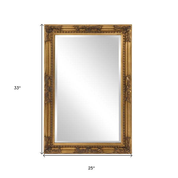Homeroots Rectangular Antiqued Gold Wood Frame Mirror  Wood 384182