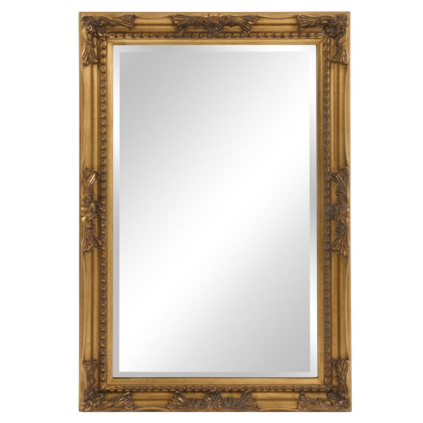 Homeroots Rectangular Antiqued Gold Wood Frame Mirror  Wood 384182