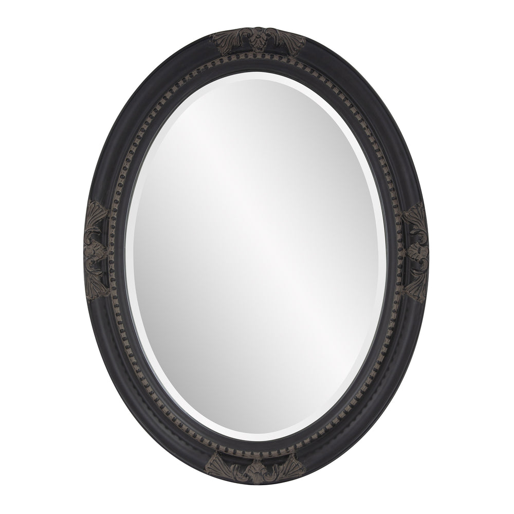 Homeroots Oval Antiqued Black Wood Frame Mirror  Wood 384183
