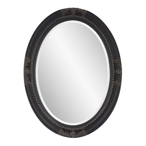 Homeroots Oval Antiqued Black Wood Frame Mirror  Wood 384183