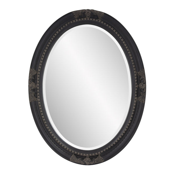 Homeroots Oval Antiqued Black Wood Frame Mirror  Wood 384183