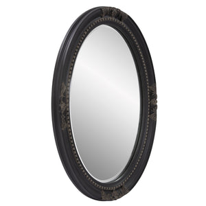 Homeroots Oval Antiqued Black Wood Frame Mirror  Wood 384183