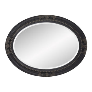 Homeroots Oval Antiqued Black Wood Frame Mirror  Wood 384183