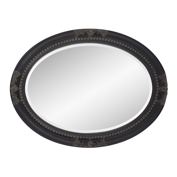 Homeroots Oval Antiqued Black Wood Frame Mirror  Wood 384183