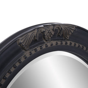 Homeroots Oval Antiqued Black Wood Frame Mirror  Wood 384183