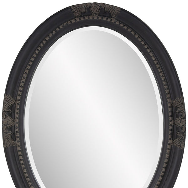 Homeroots Oval Antiqued Black Wood Frame Mirror  Wood 384183