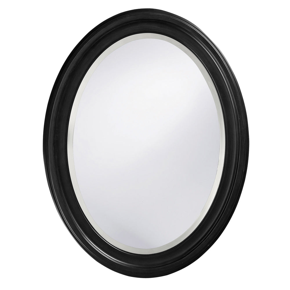 Homeroots Oval Shaped Black Wood Frame Mirror  Wood 384187
