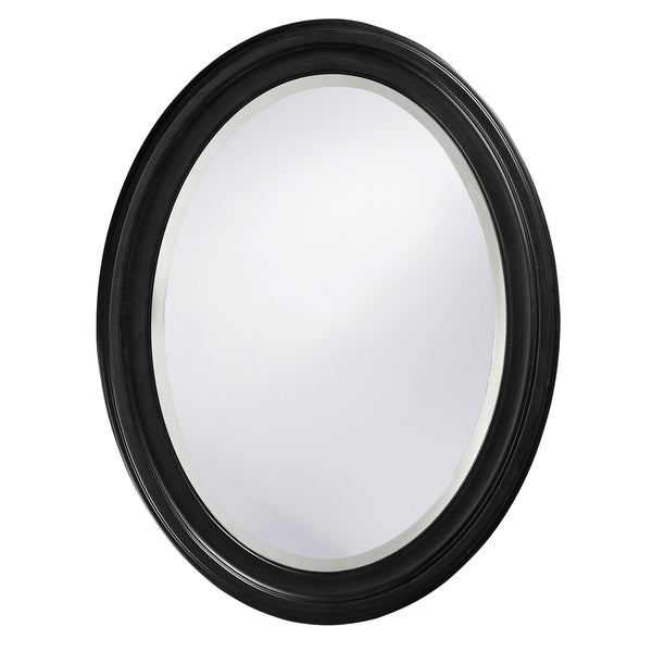 Homeroots Oval Shaped Black Wood Frame Mirror  Wood 384187