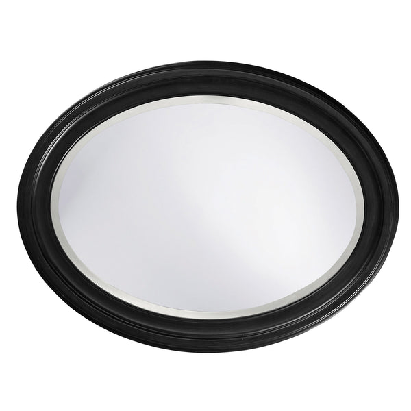 Homeroots Oval Shaped Black Wood Frame Mirror  Wood 384187