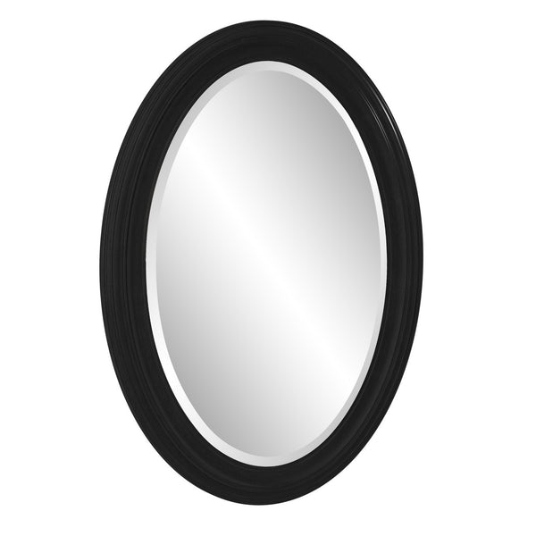 Homeroots Oval Shaped Black Wood Frame Mirror  Wood 384187
