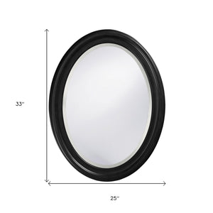 Homeroots Oval Shaped Black Wood Frame Mirror  Wood 384187