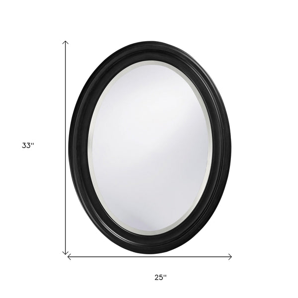 Homeroots Oval Shaped Black Wood Frame Mirror  Wood 384187