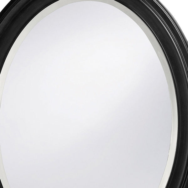 Homeroots Oval Shaped Black Wood Frame Mirror  Wood 384187