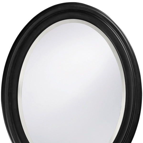 Homeroots Oval Shaped Black Wood Frame Mirror  Wood 384187