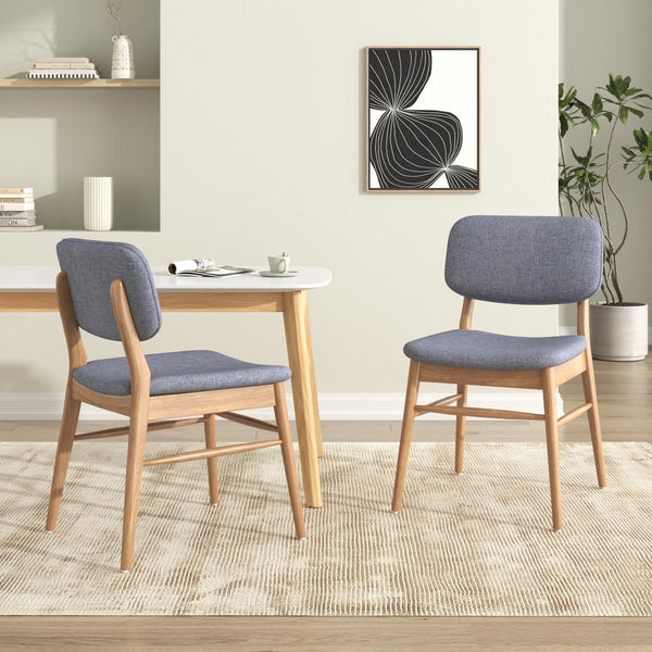 English Elm Christopher Knight Home® - Set Of 2 Mid-Century Upholstered Dining Chairs - Stylish Rubberwood Frame, Natural & Gray Finish N759P307029L