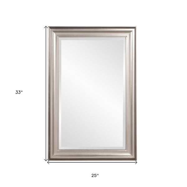 Homeroots 33" Silver Framed Accent Mirror  Wood 384188