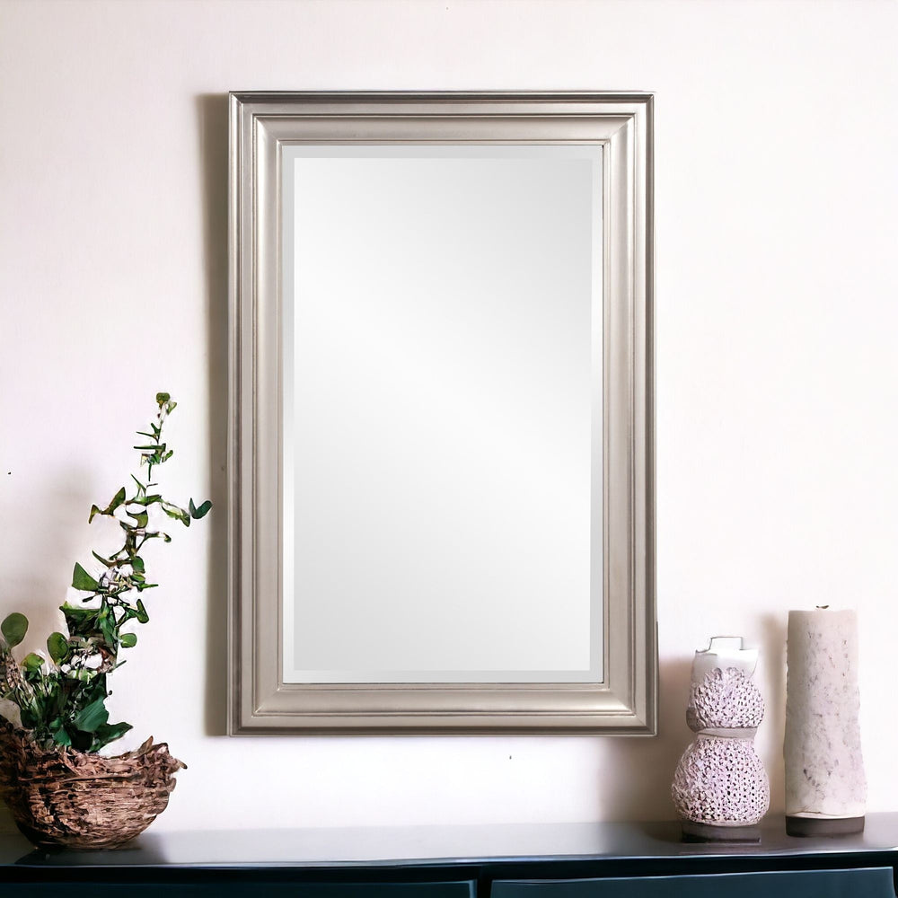 Homeroots 33" Silver Framed Accent Mirror  Wood 384188