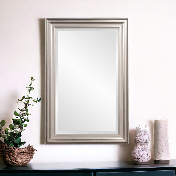 Homeroots 33" Silver Framed Accent Mirror  Wood 384188