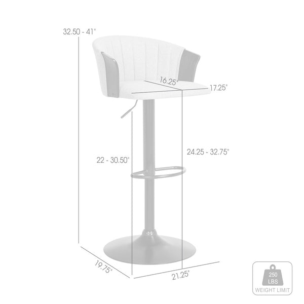 English Elm Lydia Swivel Adjustable Barstool Upholstered Fabric Seat with Black Wood Frame Gray B2736P464835