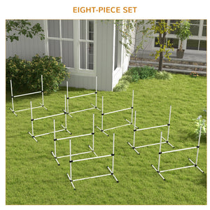 English Elm PawHut Dog Agility Training Set — 8 Adjustable Jump Bars with Portable Carry Bag for Easy Practice White W2225P217630