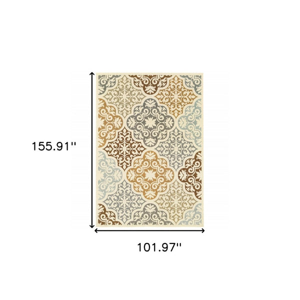HomeRoots 8' Timeless Gray and Ivory Moroccan Area Rug – Durable, Stylish, Ideal for Indoor & Outdoor Spaces 9'x13' 384196