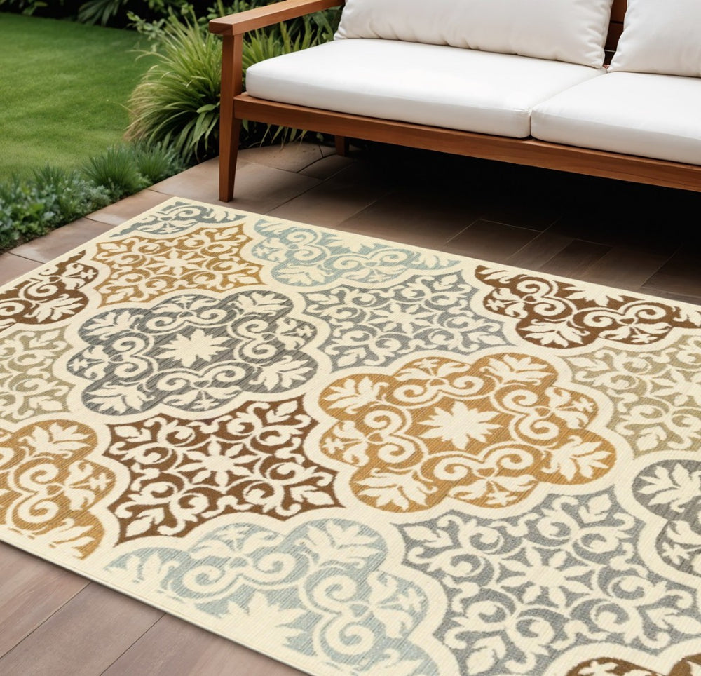 HomeRoots 8' Timeless Gray and Ivory Moroccan Area Rug – Durable, Stylish, Ideal for Indoor & Outdoor Spaces 9'x13' 384196