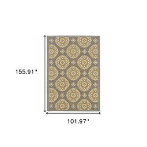 HomeRoots 8' Gray Moroccan Indoor Outdoor Area Rug - Durable, Stylish, Weather-Resistant Design for Any Space 9'x13' 384204