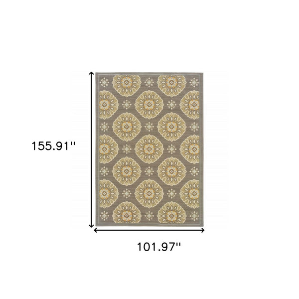 HomeRoots 8' Gray Moroccan Indoor Outdoor Area Rug - Durable, Stylish, Weather-Resistant Design for Any Space 9'x13' 384204