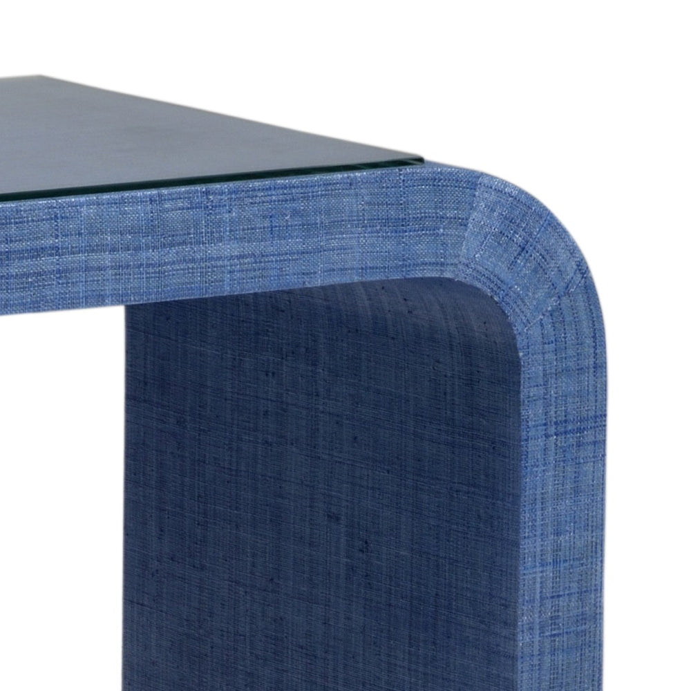 Chelsea House Waterfall Raffia Console In Blue By Jamie Merida — Coastal-Modern 60" Entryway Table With Brass Feet 384206