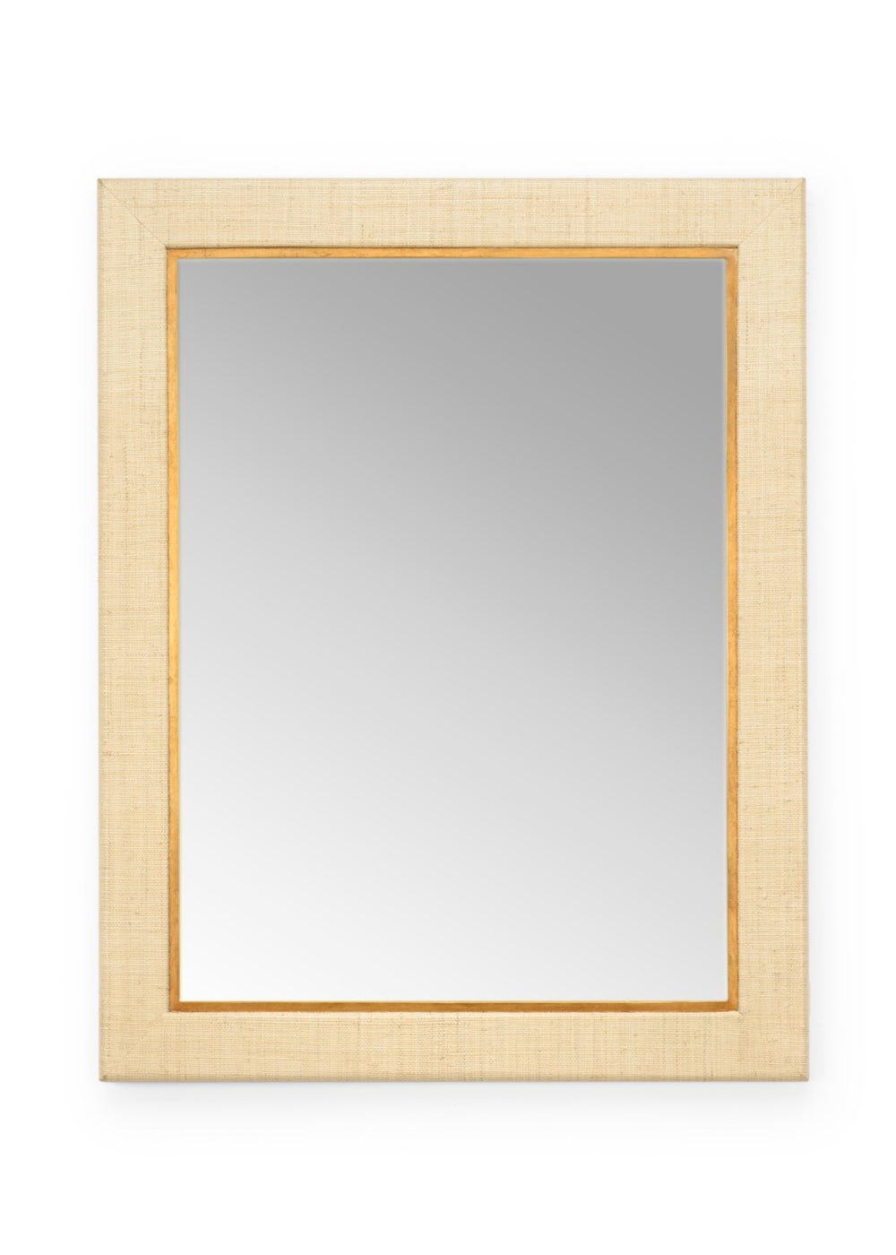 Chelsea House Warwick Raffia Mirror Cream Finish — 46" X 36" Vertical Wall Mirror With Wood Trim, Textured Organic Style 384223