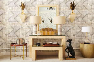 Chelsea House Warwick Raffia Mirror Cream Finish — 46" X 36" Vertical Wall Mirror With Wood Trim, Textured Organic Style 384223