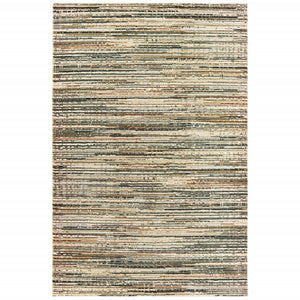 Homeroots 3' X 6' Ivory Sage Abtract Lines Indoor Area Rug Ivory,Gold Polypropylene 384232