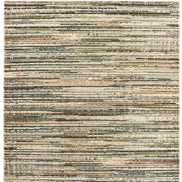 Homeroots 5' X 8' Ivory Sage Abtract Lines Indoor Area Rug Ivory,Gold Polypropylene 384233