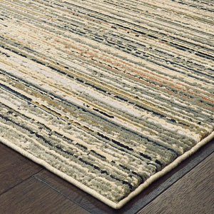 Homeroots 6' X 9' Ivory Sage Abtract Lines Indoor Area Rug Ivory,Gold Polypropylene 384234