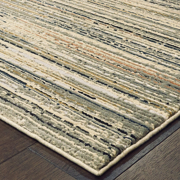 Homeroots 7' X 10' Ivory Sage Abtract Lines Indoor Area Rug Ivory,Gold Polypropylene 384235