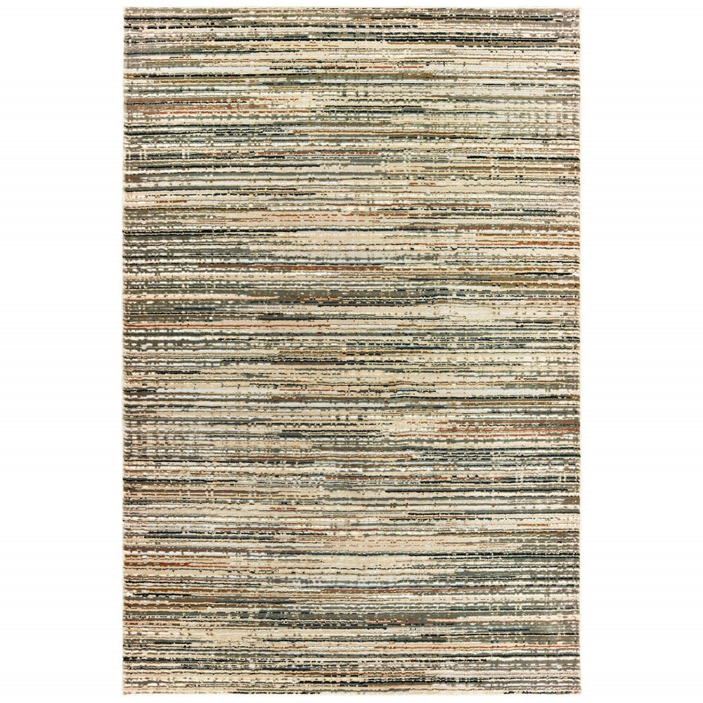 Homeroots 9' X 12' Ivory Sage Abtract Lines Indoor Area Rug Ivory,Gold Polypropylene 384236