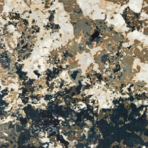 HomeRoots 2' X 8' Ivory Navy Abstract Marble Runner Rug - Luxurious Softness and Contemporary Style for Your Home 3'10" x 5'5" 384238