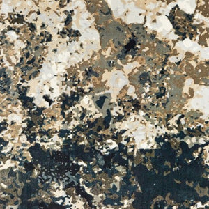 HomeRoots 2' X 8' Ivory Navy Abstract Marble Runner Rug - Luxurious Softness and Contemporary Style for Your Home 6'7" x 9'6" 384240