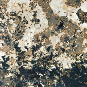 HomeRoots 2' X 8' Ivory Navy Abstract Marble Runner Rug - Luxurious Softness and Contemporary Style for Your Home 9'10" x 12'10" 384242