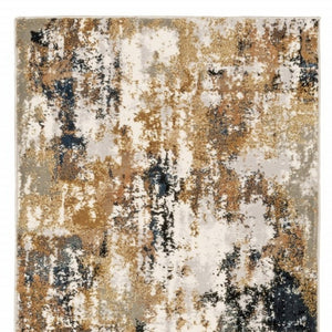HomeRoots 8' Ivory Gray Abstract Runner Rug - Modern Museum-Quality Design for Hallways & Living Spaces 2'3" x 7'6" 384243