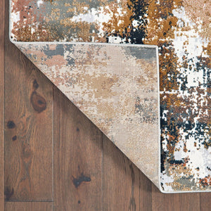 HomeRoots 8' Ivory Gray Abstract Runner Rug - Modern Museum-Quality Design for Hallways & Living Spaces 6'7" x 9'6" 384246
