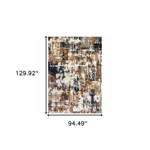 HomeRoots 8' Ivory Gray Abstract Runner Rug - Modern Museum-Quality Design for Hallways & Living Spaces 7'10" x 10'10" 384247