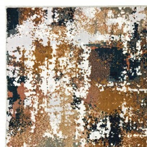 HomeRoots 8' Ivory Gray Abstract Runner Rug - Modern Museum-Quality Design for Hallways & Living Spaces 9'10" x 12'10" 384248