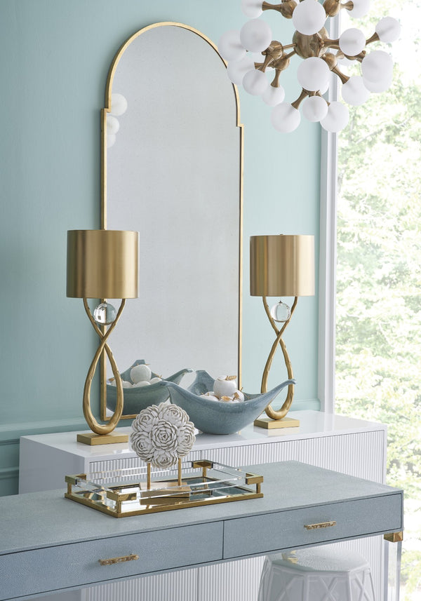 Chelsea House Acrylic Crystal-Handle Tray With Antique Brass Iron Base — Versatile Serving, Display & Vanity Accent 384260